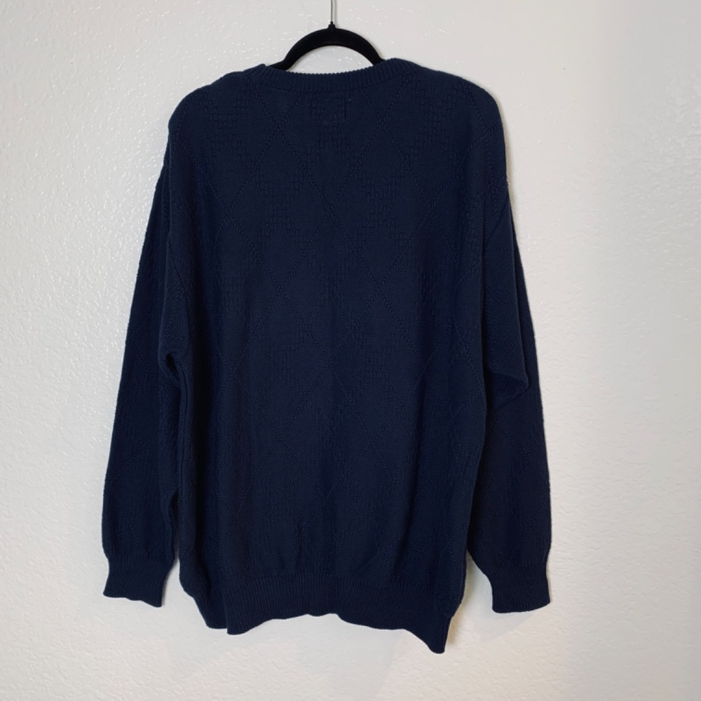 Bolle Golf Sweater Mens XL Blue Embroidered Crew Neck Cable Knit Pullover Cotton - Picture 13 of 16